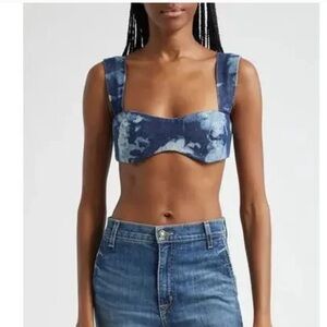 Orire The Bubi Hand Dyed Denim Crop Top in Blue